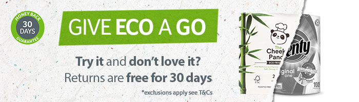 SaveMoneyCutCarbon Banner "Give Eco A Go - Try it and don't love it? Returns are free for 30 days *exclusions apply see T&Cs"